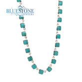Silver Reversible Turquoise Necklace- 18 Inches